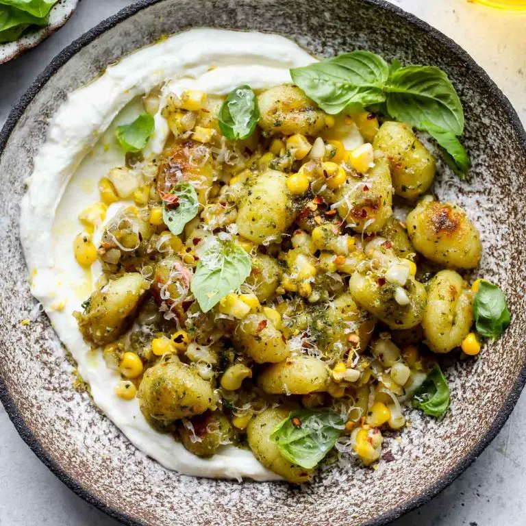 White Corn Meal Gnocchi with Pesto Sauce