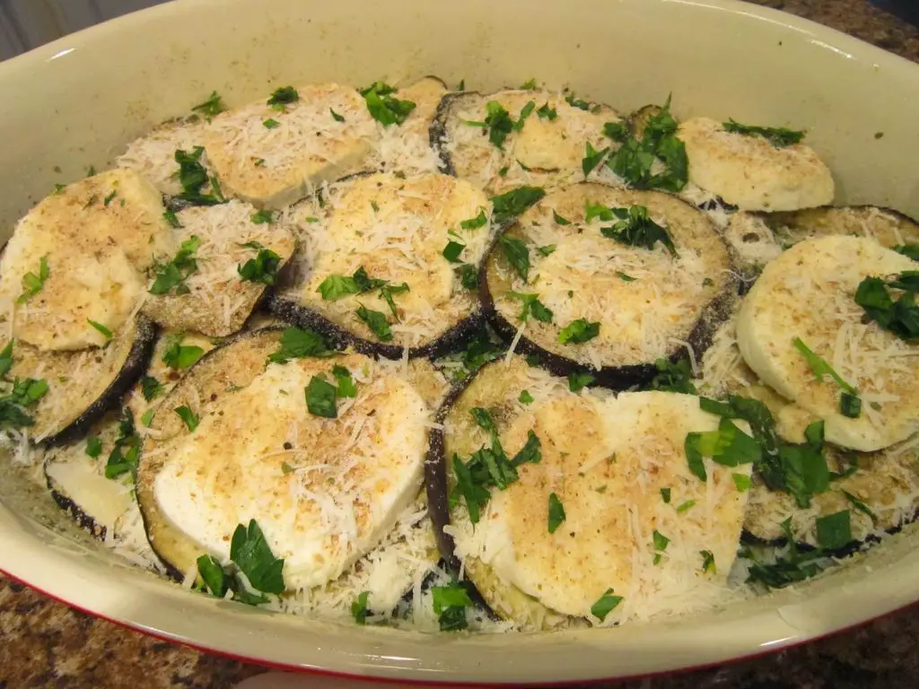 White Eggplant Parmesan with Mozzarella