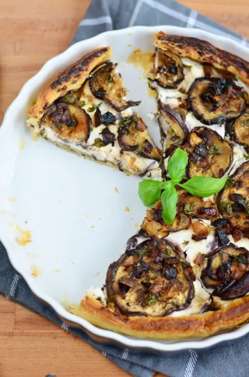 White Eggplant and Goat Cheese Quiche