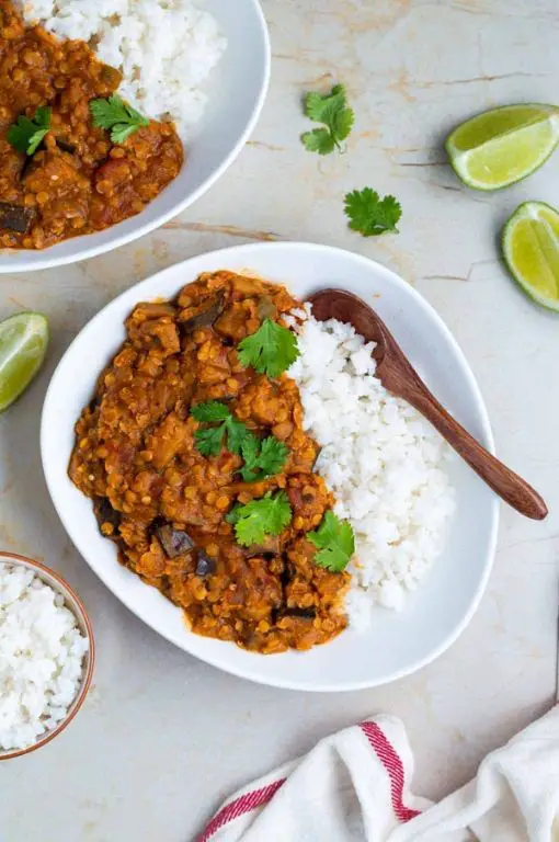 White Eggplant and Lentil Curry