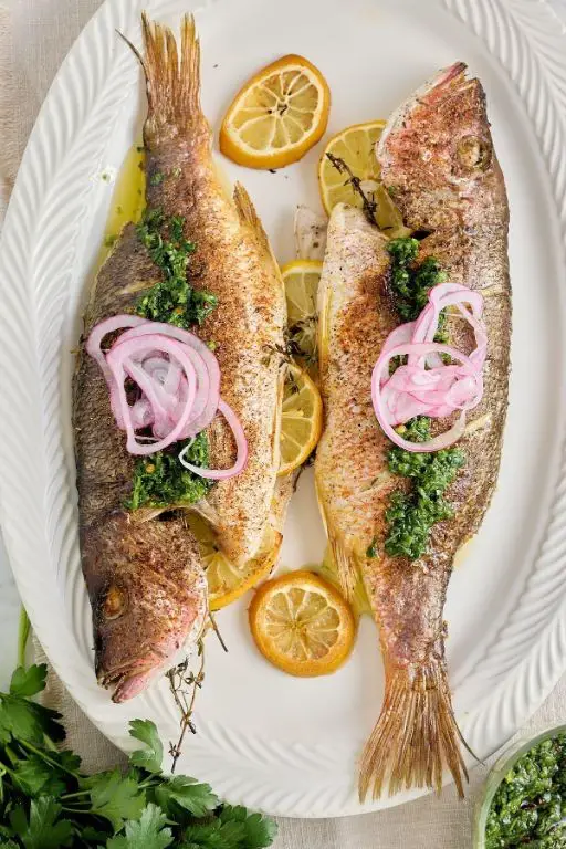 Whole Red Snapper Stuffed with Lemon and Thyme