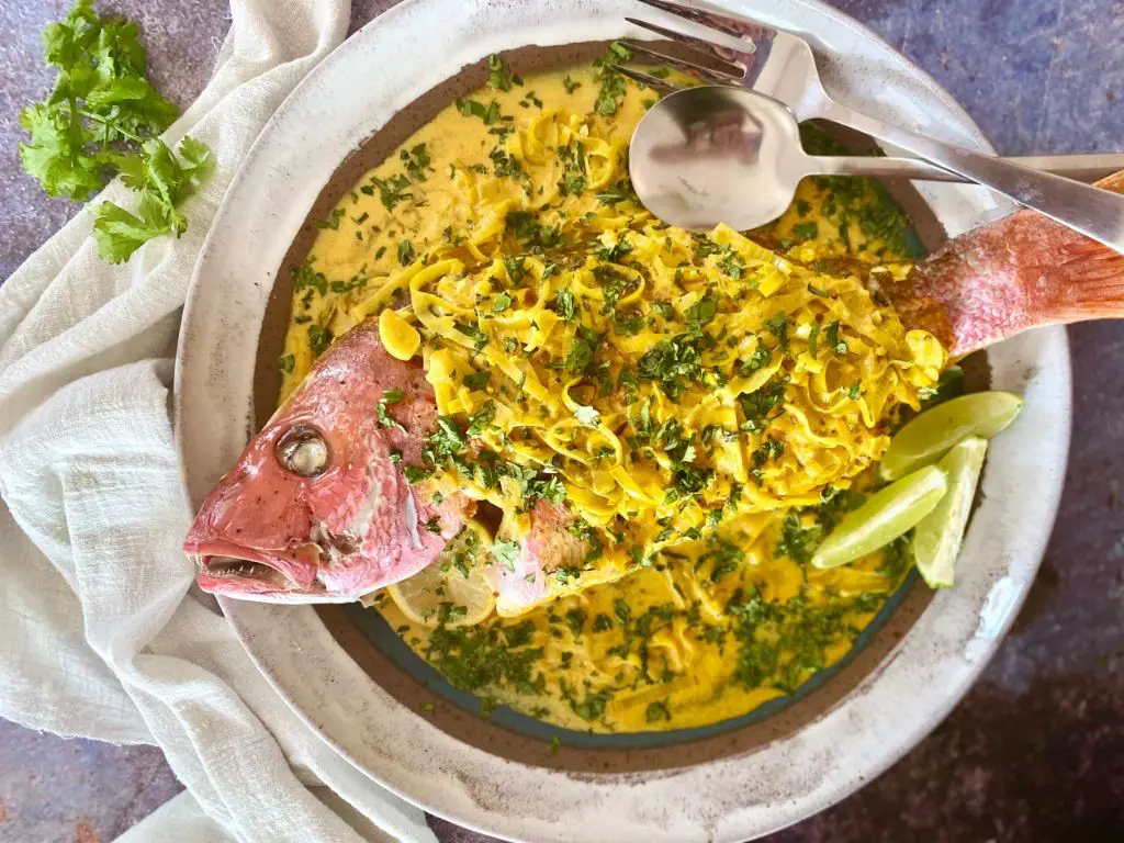 Whole Red Snapper in Coconut Curry Sauce