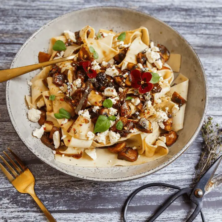 Wild Mushroom and Goat Cheese Pappardelle