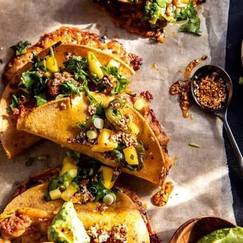 Zesty Mango Salsa Shredded Chicken Tacos