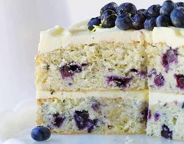 Zucchini Blueberry Cake with Lemon Glaze