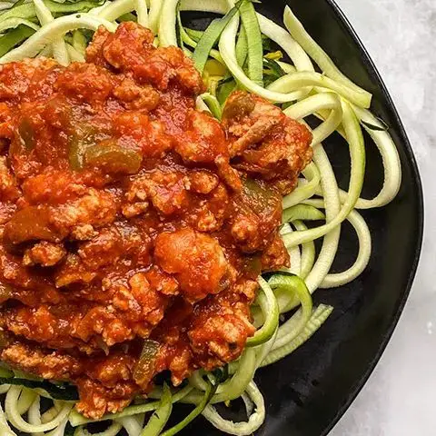 Zucchini Noodles with Ground Beef Marinara