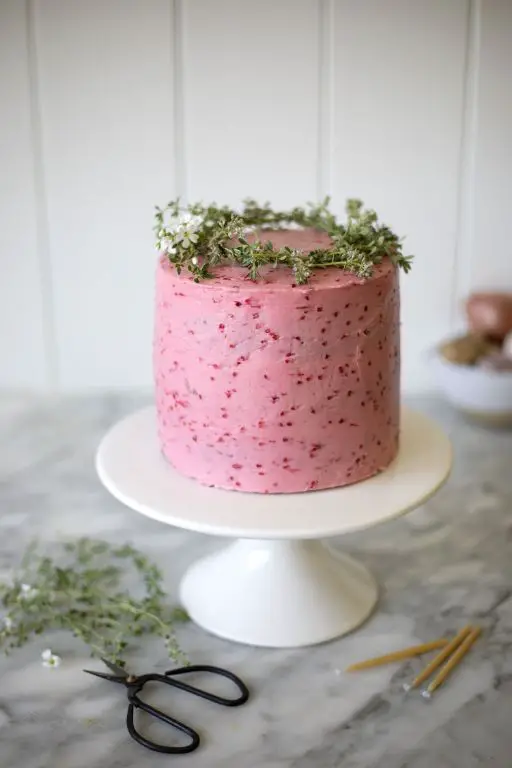Zucchini Raspberry Cake with Vanilla Bean Frosting