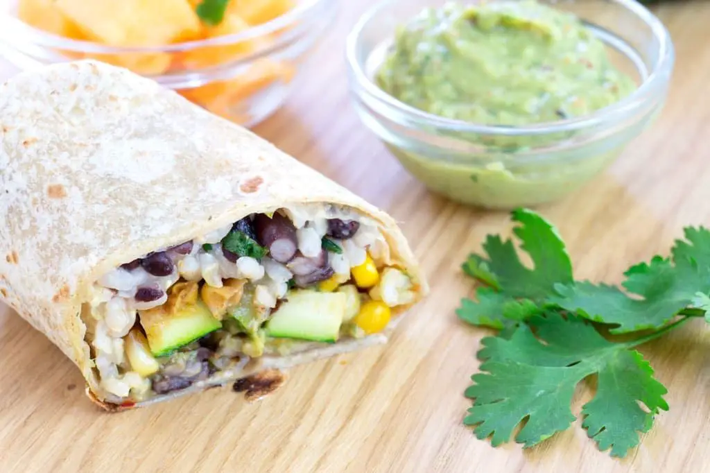 Zucchini and Corn Burritos with Cilantro Lime Rice