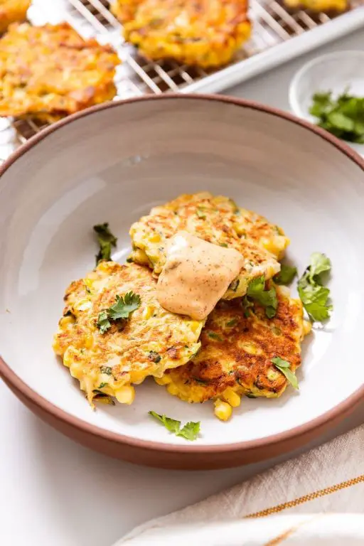 Zucchini and Corn Fritters with Chipotle Mayo