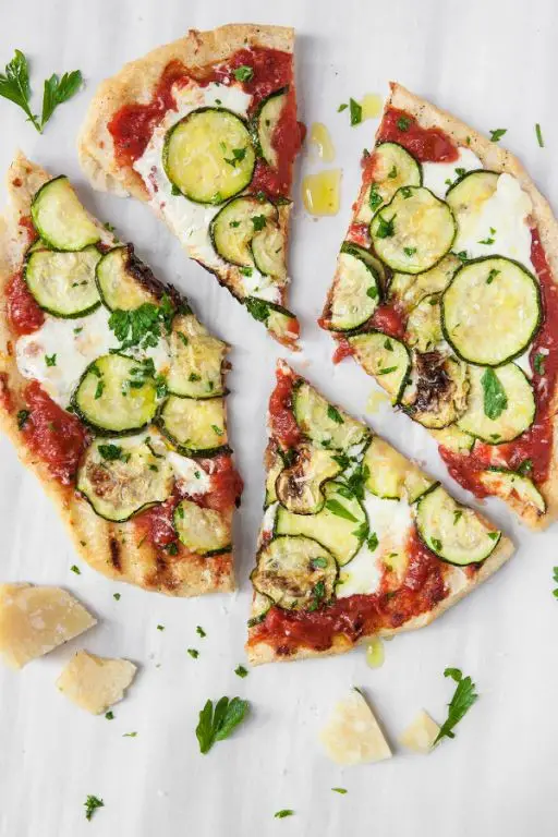 Zucchini and Tomato Thin Crust Pizza