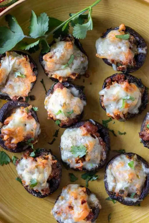 Anaheim Pepper and Chorizo Stuffed Mushrooms