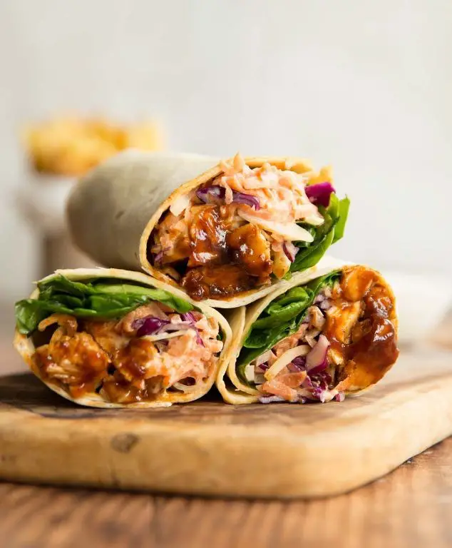 BBQ Chicken Wrap with Coleslaw and Whole Grain Wrap