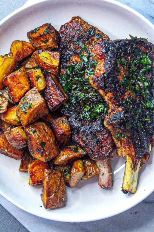 BBQ Pork Chop Skillet with Roasted Potatoes