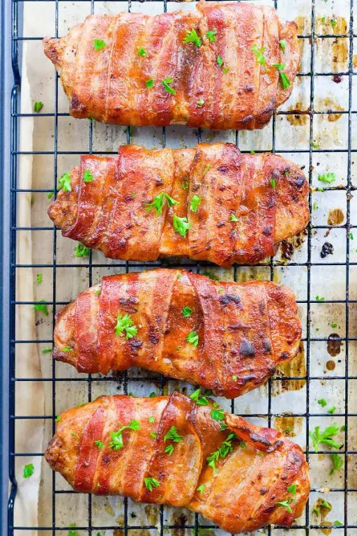 Bacon-Wrapped Fried Pork Chops