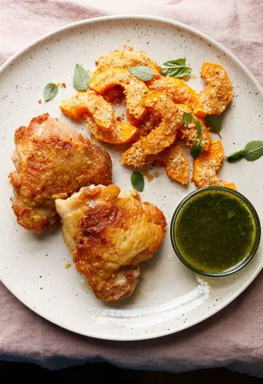 Baked Chicken with Butternut Squash Fries