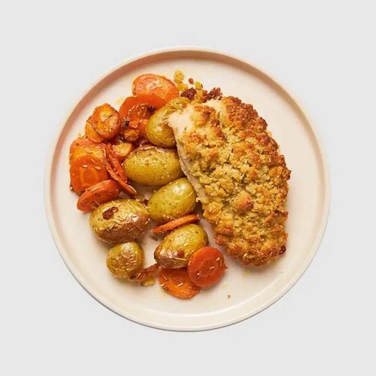 Baked Parmesan Crusted Chicken with Roasted Vegetables