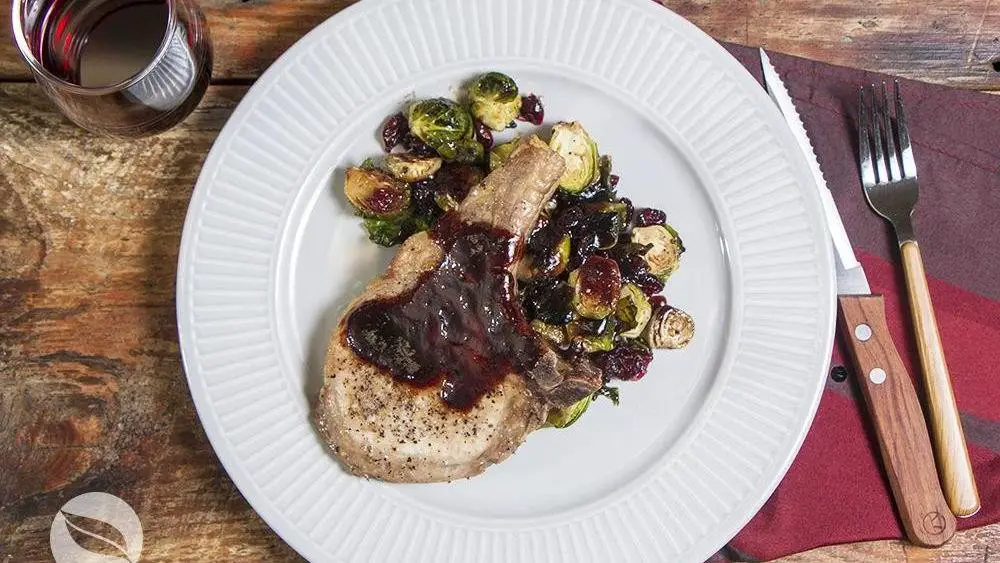 Balsamic Glazed Pork Chop Skillet with Brussels Sprouts
