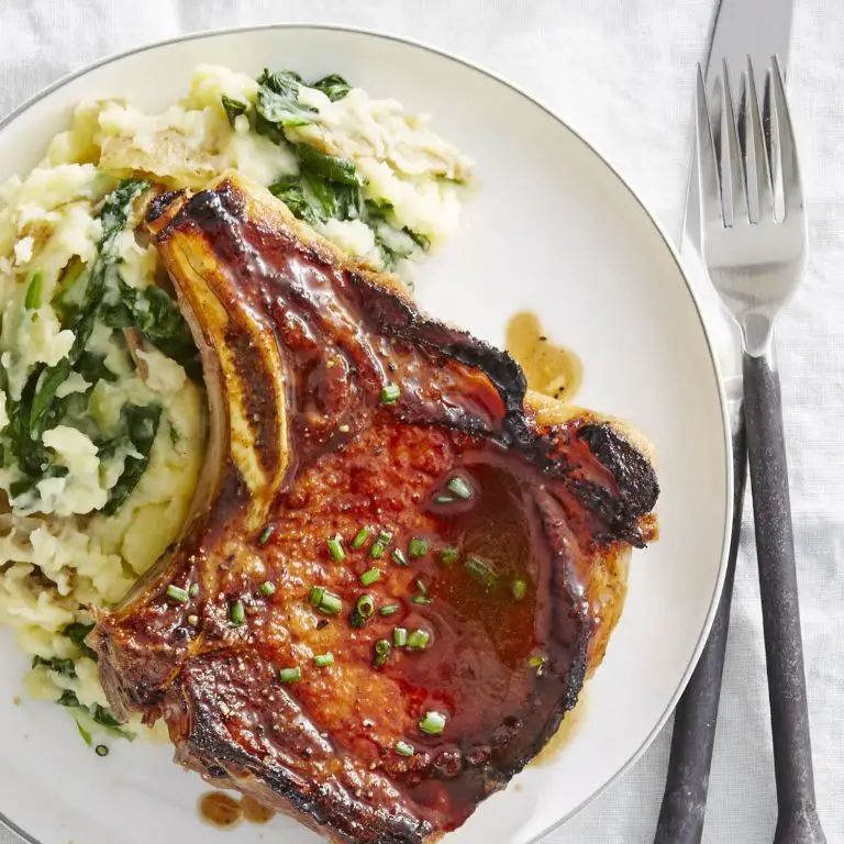 Balsamic Glazed Pork Chops with Spinach