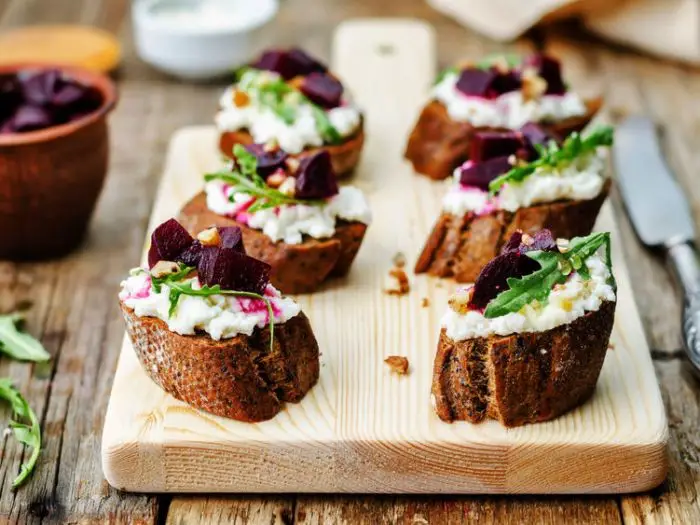 Beet and Goat Cheese Crostini