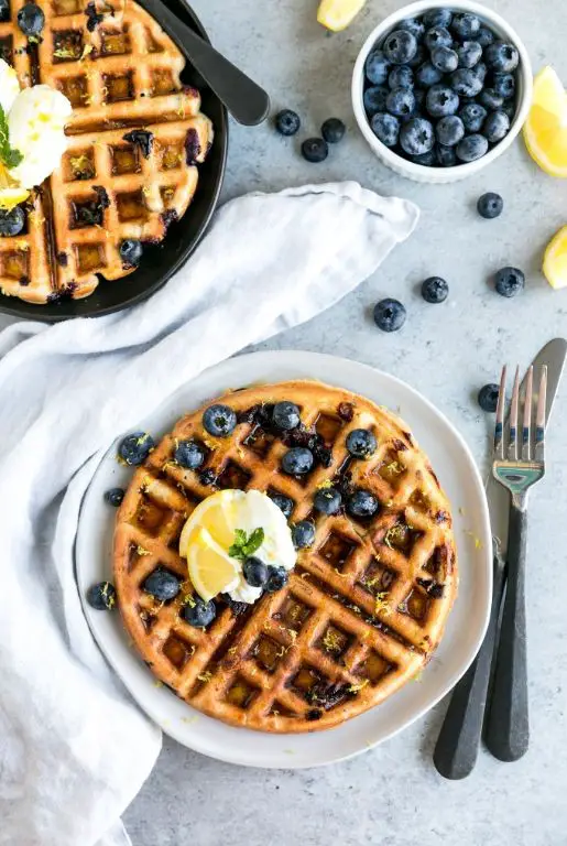 Blueberry Oat Protein Waffles