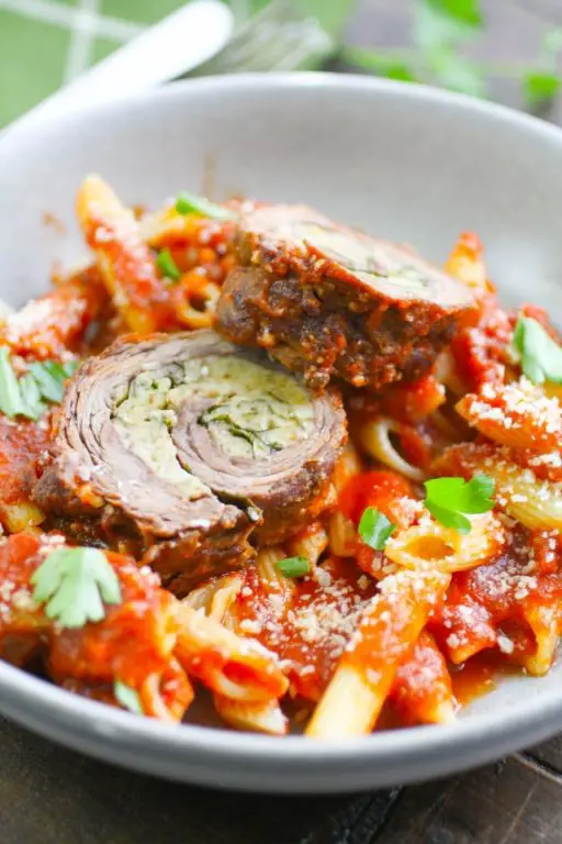 Braciole with Roasted Red Peppers and Olives