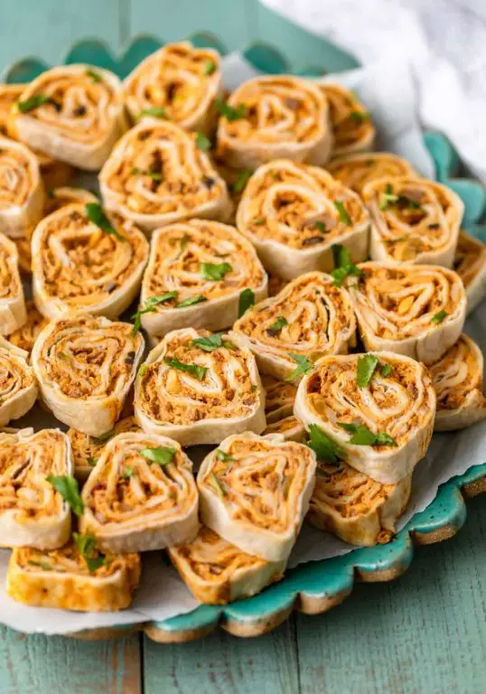 Breakfast Taco Pinwheels with Eggs and Sausage