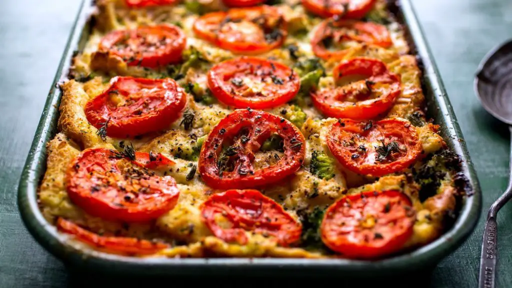 Broccoli and Cheddar Savory Bread Pudding