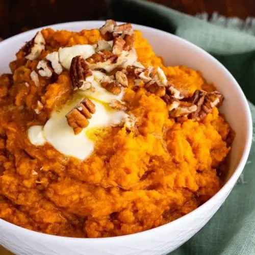 Brown Sugar Mashed Sweet Potatoes with Bourbon Glaze