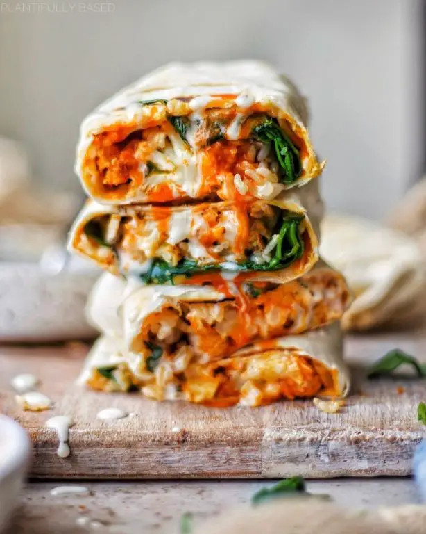 Buffalo Cauliflower Tortilla Roll Ups