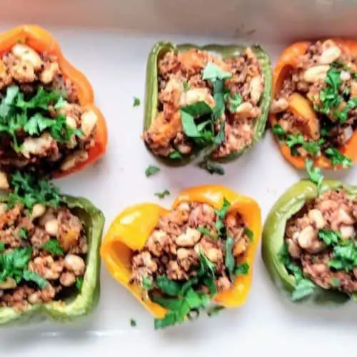 Butternut Squash and Chicken Stuffed Peppers