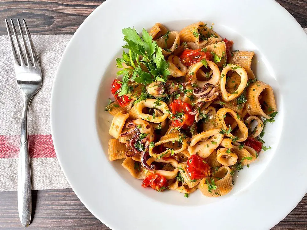 Calamarata Pasta with Truffle Oil and Parmesan