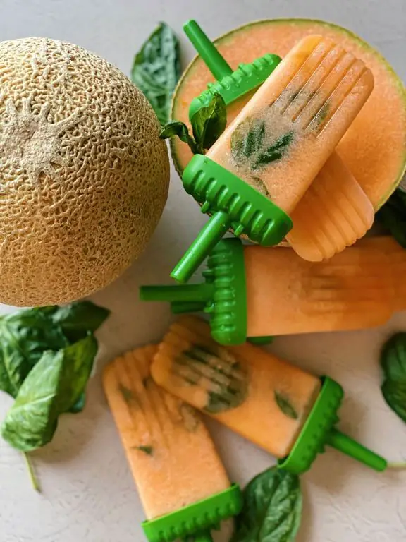 Cantaloupe and Basil Popsicles