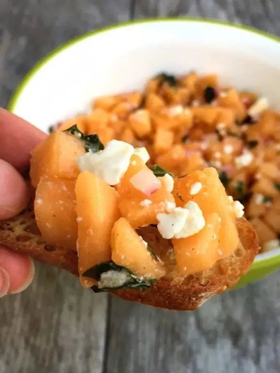 Cantaloupe and Feta Cheese Bruschetta