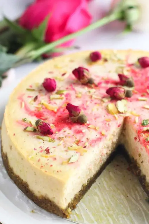 Cardamom Rosewater Cheesecake