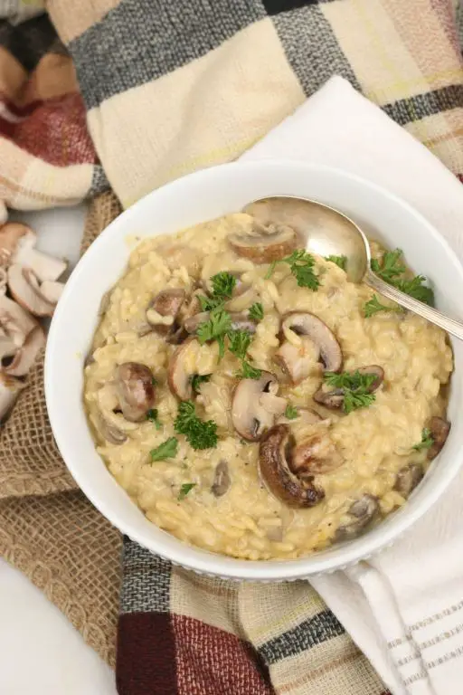Cheddar Cheese and Mushroom Risotto