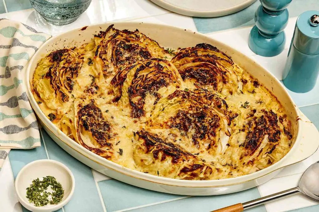 Cheesy Cabbage Wedge Au Gratin