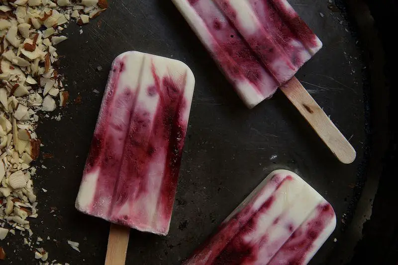 Cherry Almond Yogurt Popsicles