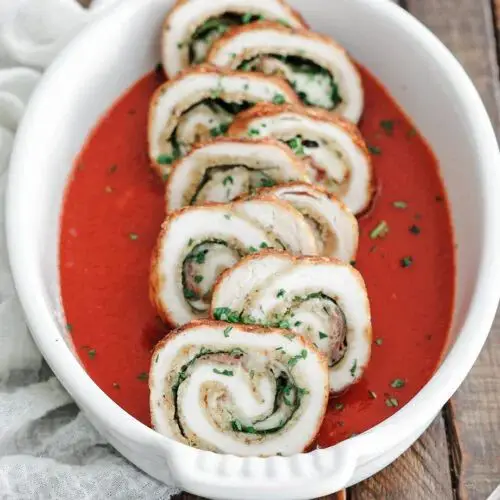 Chicken Braciole Stuffed with Spinach and Cheese