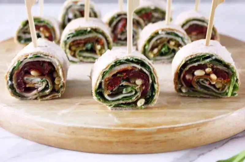 Chicken Pesto Wrap with Sun-Dried Tomatoes and Arugula