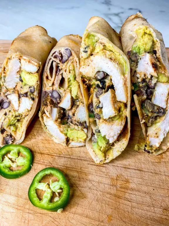 Chicken and Black Bean Wrap with Cilantro Lime Dressing