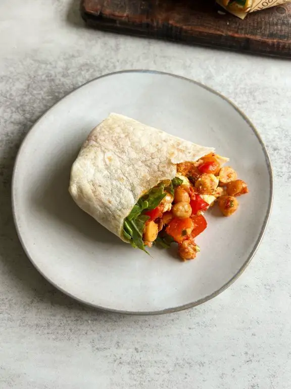 Chicken and Chickpea Wrap with Harissa Sauce