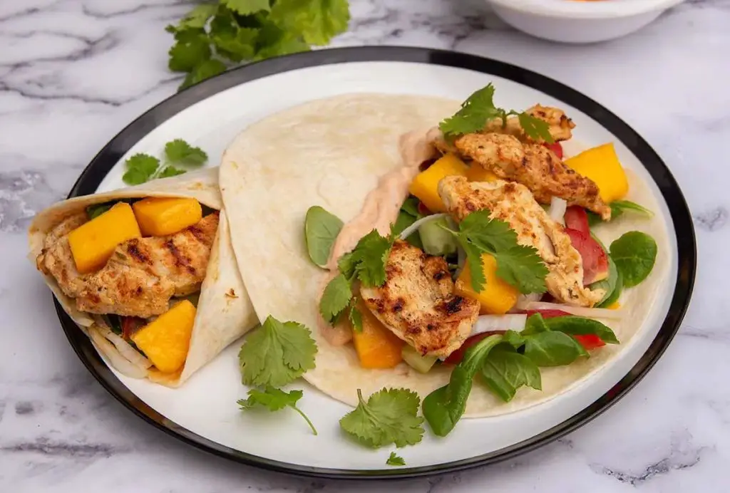 Chicken and Mango Wrap with Coconut Lime Dressing