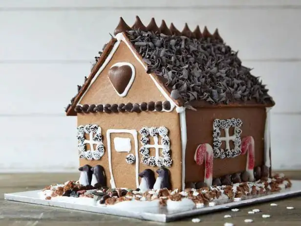 Chocolate Gingerbread House with Candy Decorations