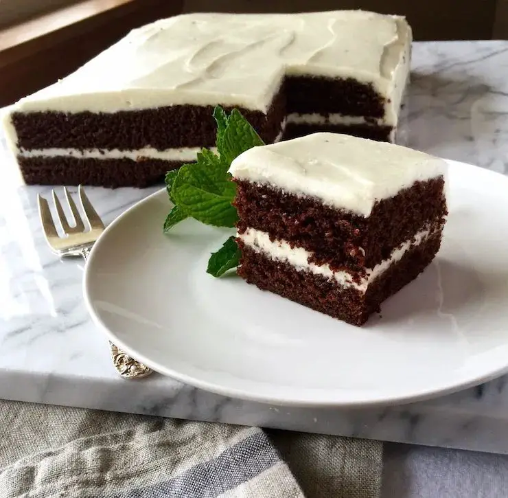 Chocolate Mint Loaf Cake with Cream Cheese Frosting