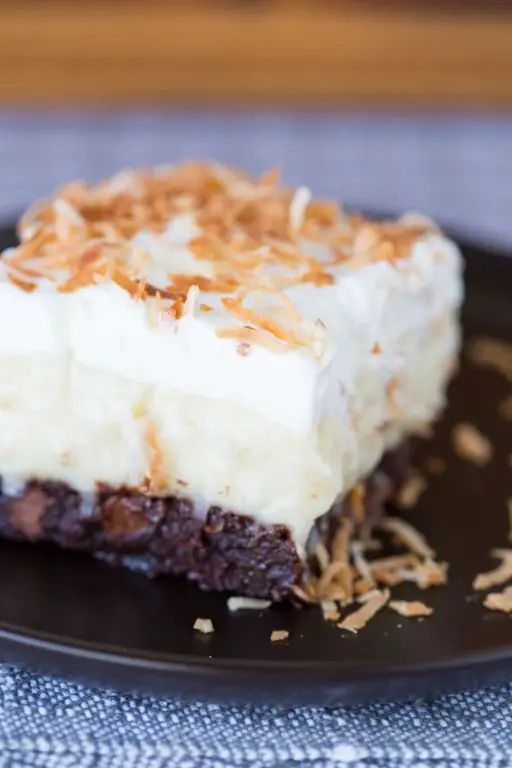 Coconut Cream Brownies with Coconut Shavings