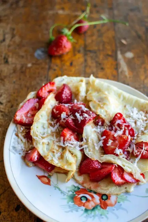 Coconut Cream Crepes with Strawberry Filling