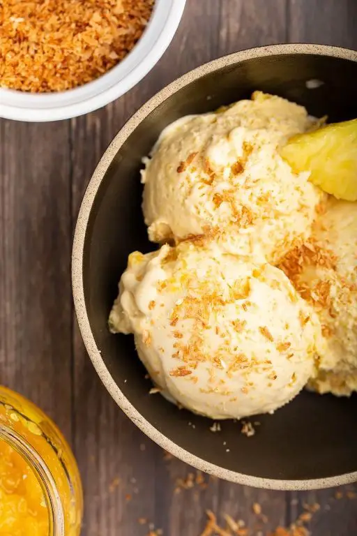 Coconut Cream Ice Cream with Pineapple Swirl