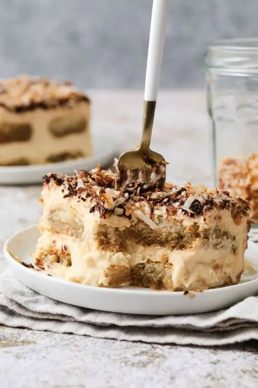 Coconut Tiramisu with Toasted Coconut Flakes