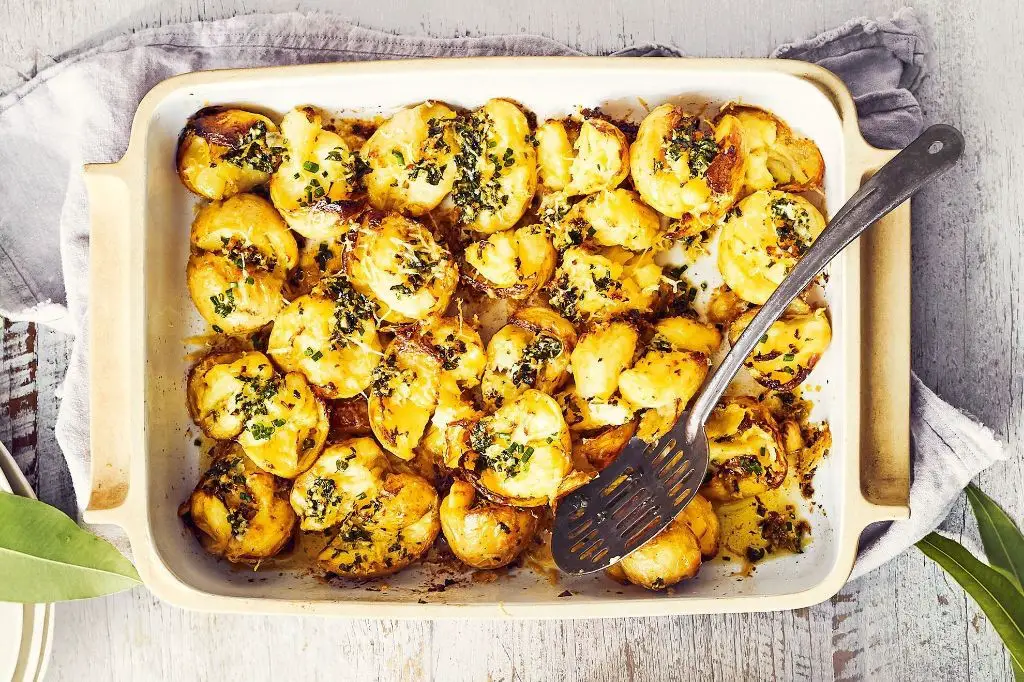 Crispy Smashed Potatoes with Herb Butter