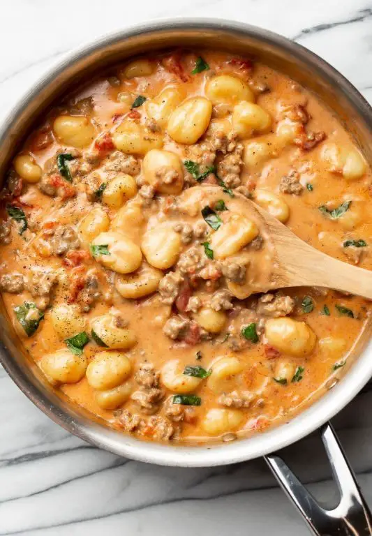 Crock Pot Italian Sausage and Gnocchi Bake